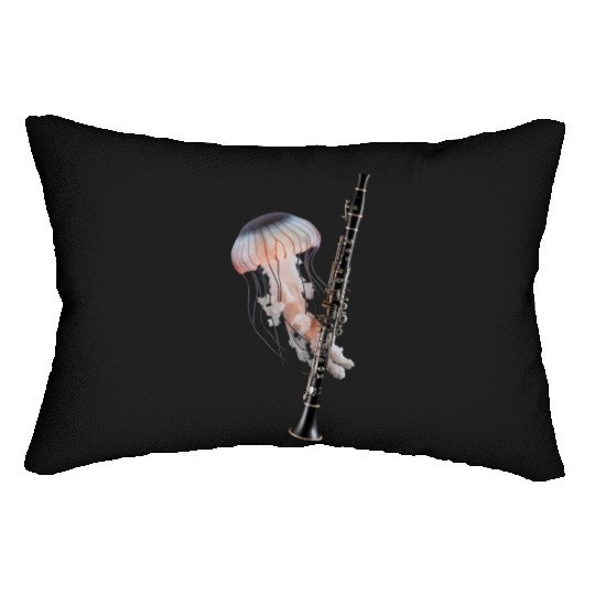 Jellyfish Playing Clarinet Realistic Lumbar Pillows