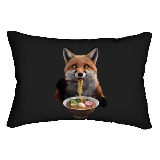 Fox Eating Ramen Realistic Lumbar Pillows
