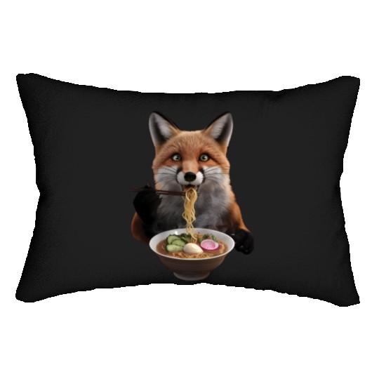 Fox Eating Ramen Realistic Lumbar Pillows