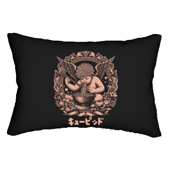 Cupid eatling ramen japan Lumbar Pillows