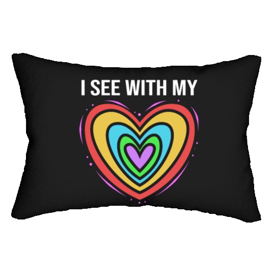 Rainbow Heart Blind Awareness I See With My Heart Lumbar Pillows