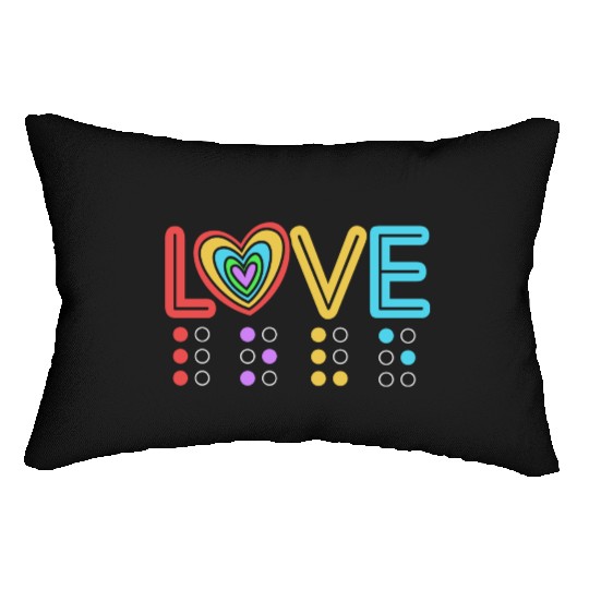 Retro Braille Rainbow Heart Braille Love Lumbar Pillows