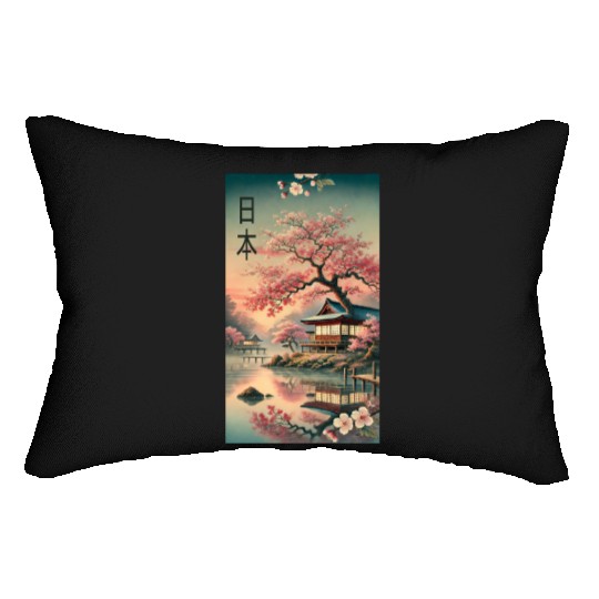 Japan church flowers design Lumbar Pillows