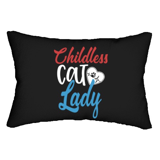 Vintage And Retro Funny Childless Cat Lady Lumbar Pillows