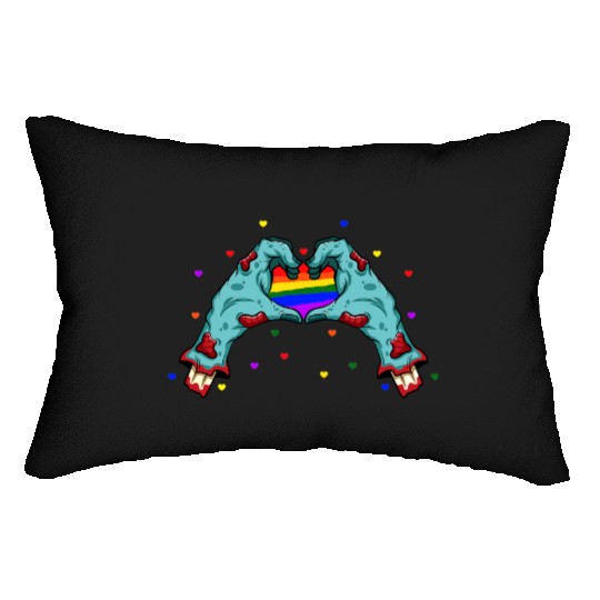 Halloween Hand Skeleton Heart LGBT Pride Rainbow Lumbar Pillows