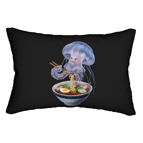 Jellyfish Eating Ramen Realistic Lumbar Pillows