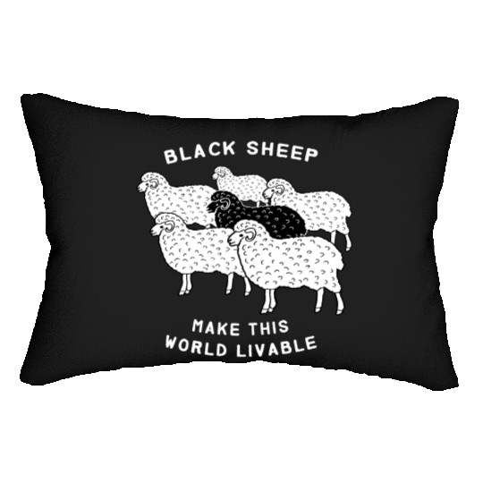 Black sheep make this world livable Lumbar Pillows