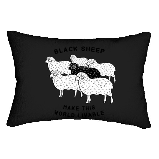 Black sheep make this world livable Lumbar Pillows