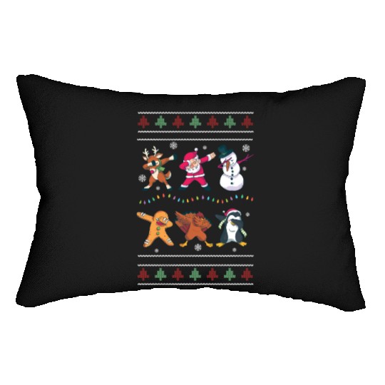 Dabbing Santa Elf Friends Christmas Dancing Xmas Lumbar Pillows
