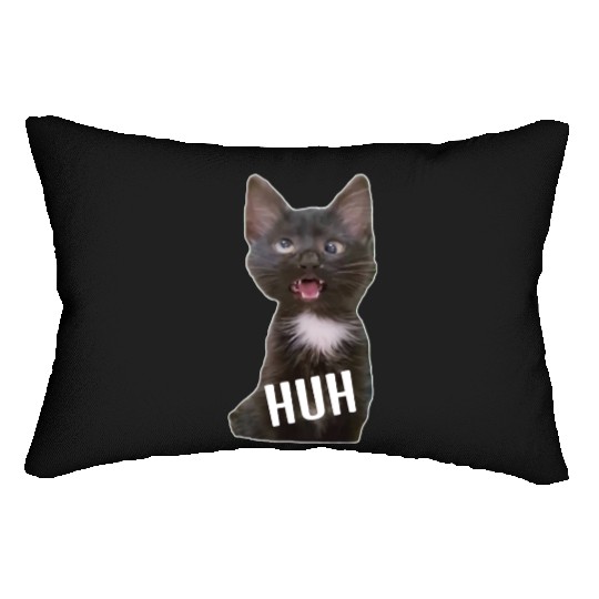 Funny Cross Eyed Cat Meme Huh Funny Cat Lumbar Pillows