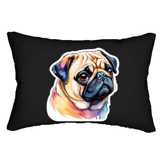 Pug Watercolor Lumbar Pillows