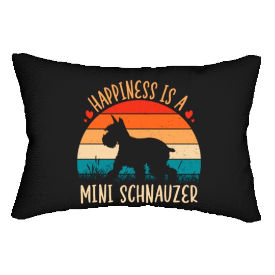 Happiness Is A Mini Schnauzer Retro Vintage Lumbar Pillows