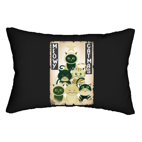 Meowy Catmas Cat Christmas Tree Xmas Kitten Cute Lumbar Pillows