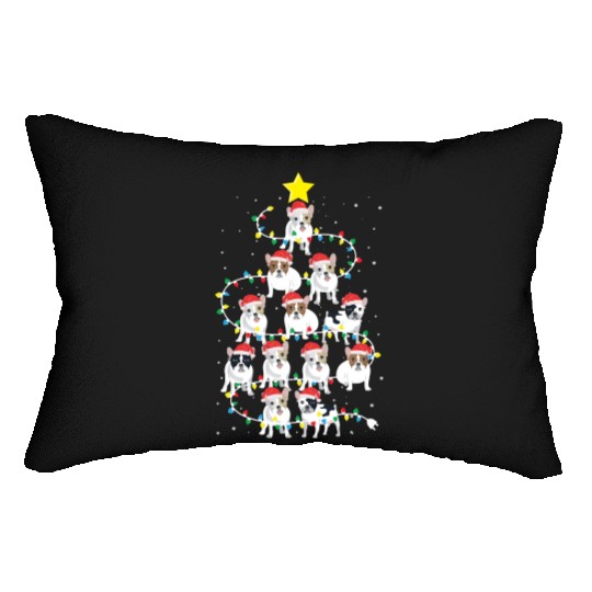 English Bulldog Christmas Tree Dog Santa Claus Lumbar Pillows