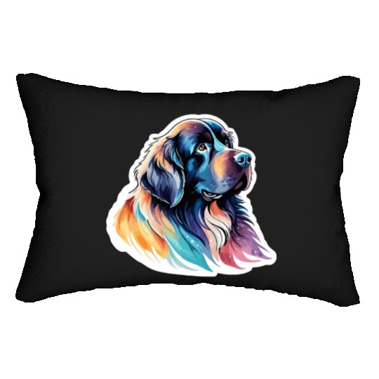 Newfoundland Dog Watercolor Lumbar Pillows