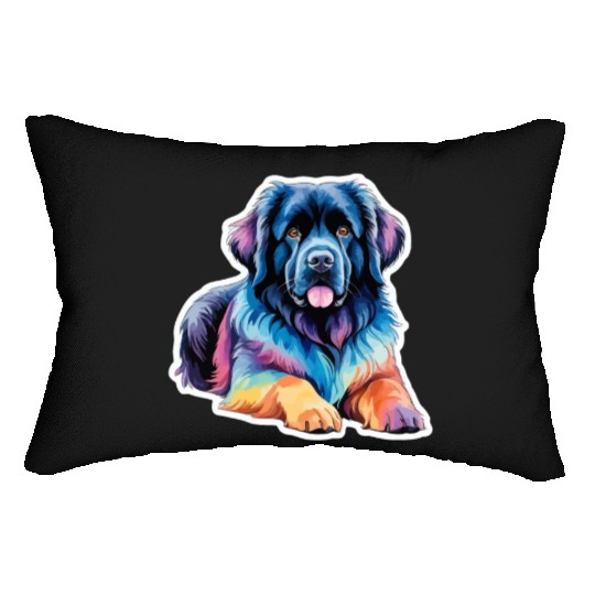 Newfoundland Dog Watercolor Lumbar Pillows