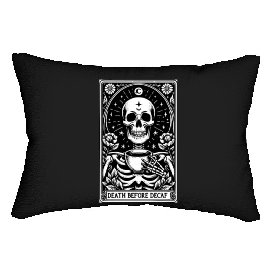 Death Before Decaf Tarot Card Lumbar Pillows