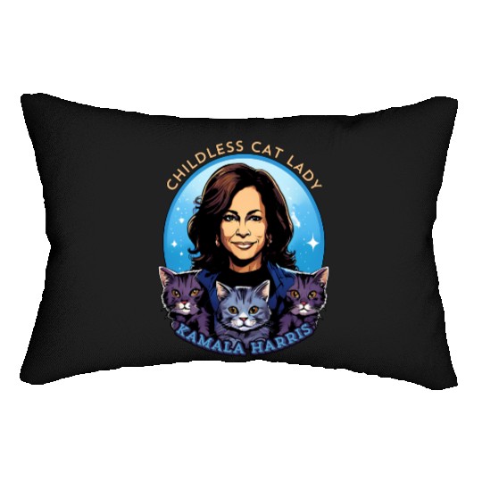 Childless Cat Lady Kamala Harris Lumbar Pillows