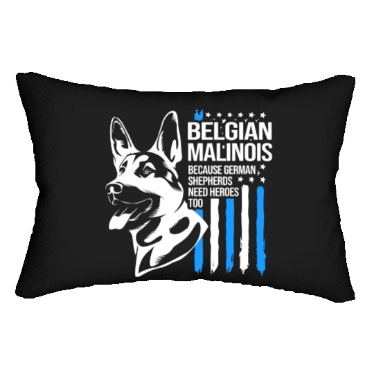4th Of July US Flag Belgian Malinois K9 Dog Lumbar Pillows