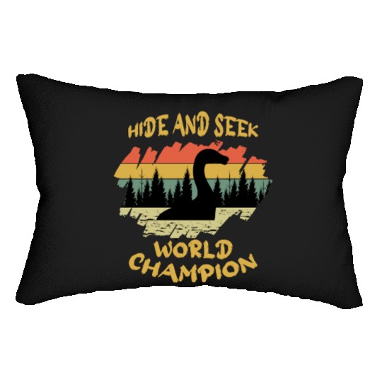 Hide Seek Champion Nessie Loch Ness Cryptid Retro Lumbar Pillows