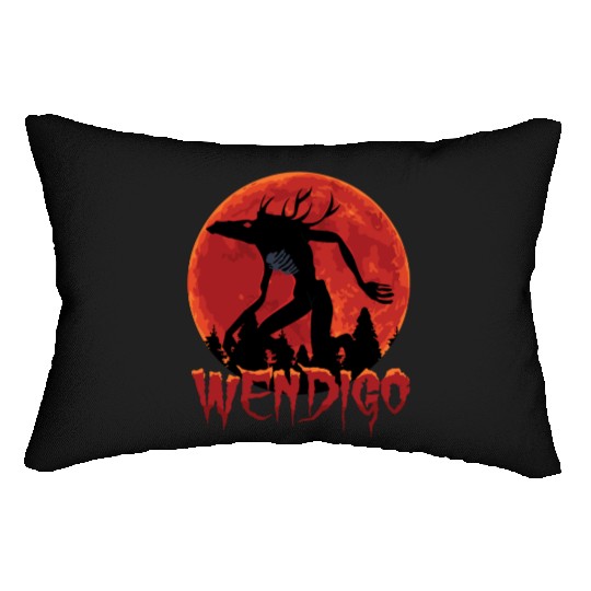 Cryptid Monsters Folk Wendigo Cryptid Creepy Lumbar Pillows