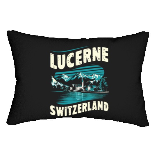 Lucerne Switzerland Souvenir Scenic Mountains Lumbar Pillows