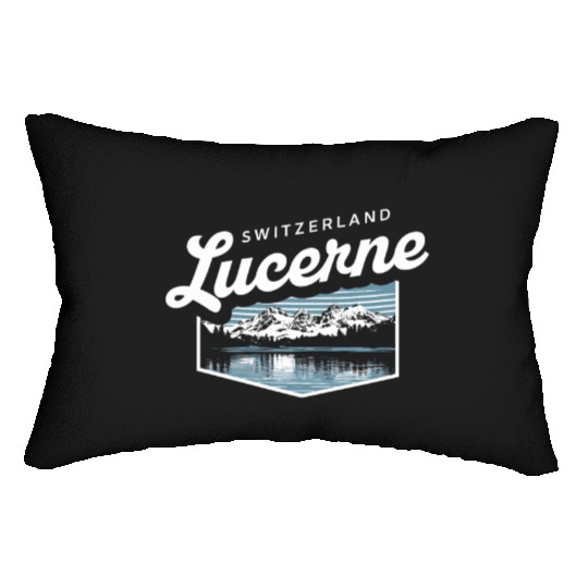 Switzerland Lucerne Souvenir Mountain Lake Scene Lumbar Pillows
