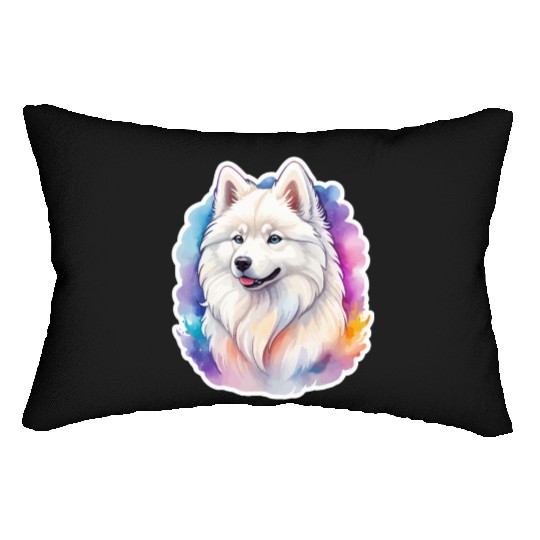 Samoyed Dog Watercolor Lumbar Pillows
