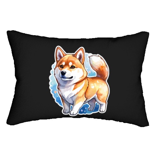 Shiba Inu Watercolor Lumbar Pillows