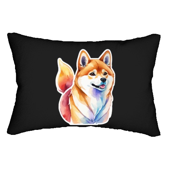 Shiba Inu Watercolor Lumbar Pillows