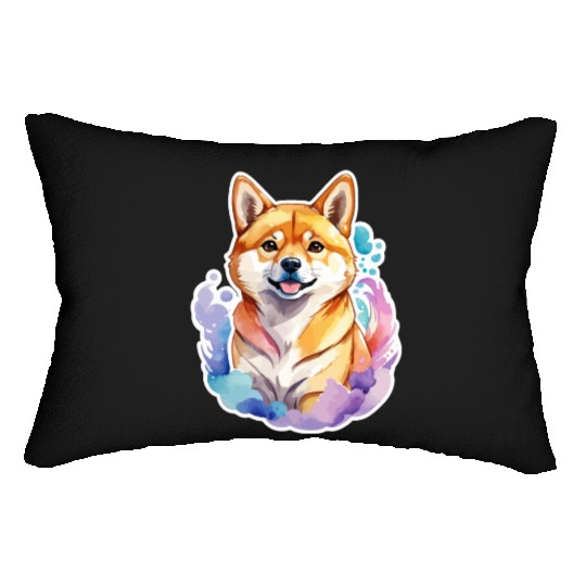 Shiba Inu Watercolor Lumbar Pillows