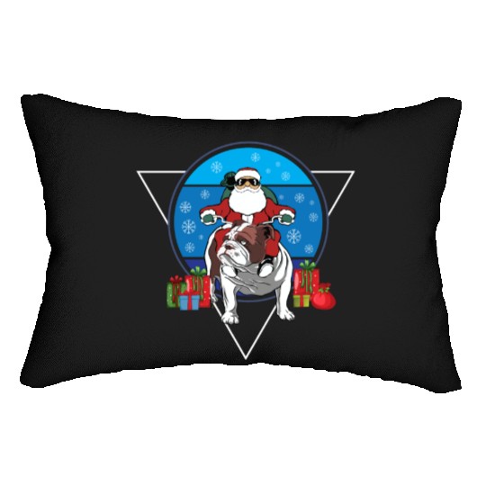 Christmas Santa Claus Riding English Bulldog Xmas Lumbar Pillows