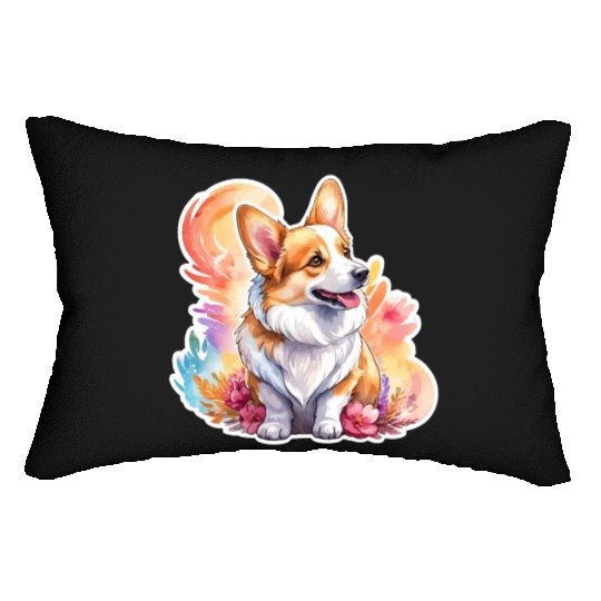 Pembroke Welsh Corgi Watercolor Lumbar Pillows