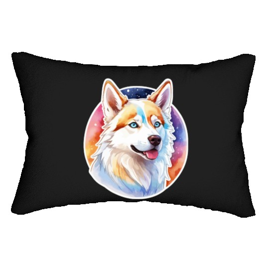 Siberian Husky Watercolor Lumbar Pillows