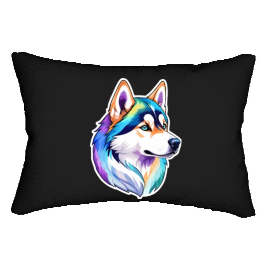 Siberian Husky Watercolor Lumbar Pillows