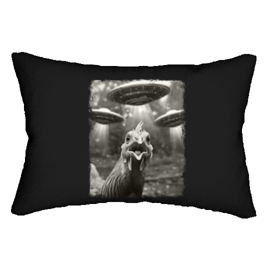 Chicken Farm Farmer UFO Alien Extraterrestrial Sel Lumbar Pillows