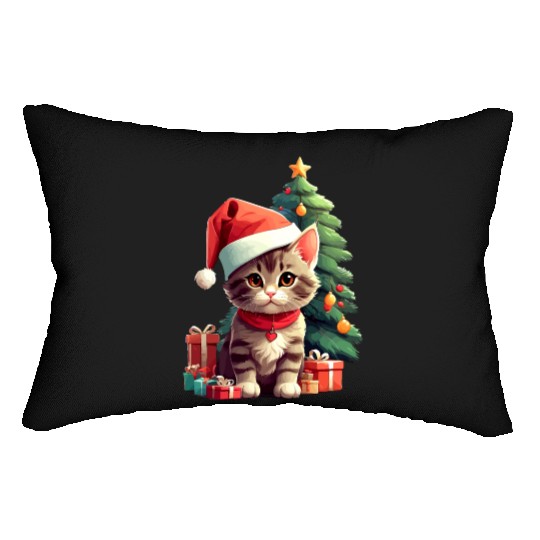 Cute Cat Christmas Tree with Animals Lover Design Lumbar Pillows