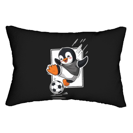 Penguin Playing Soccer Cartoon Fun Lumbar Pillows