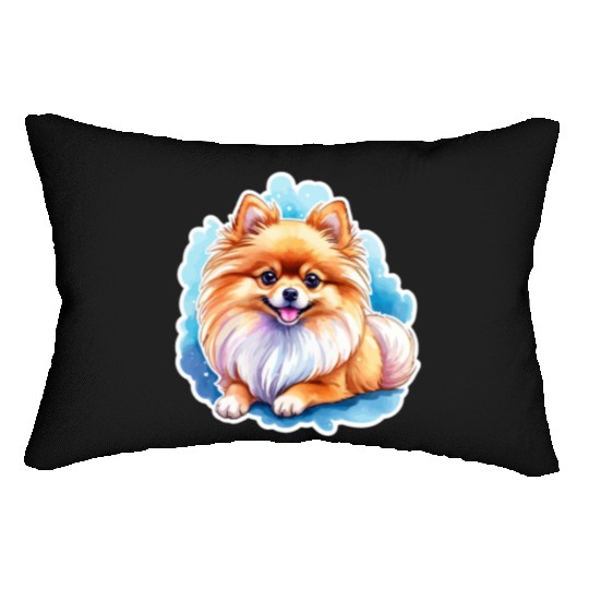 Pomeranian Watercolor Lumbar Pillows