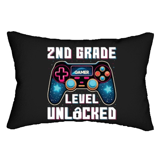 2nd Grade Level Unlocked Gamer First Day of School Lumbar Pillows
