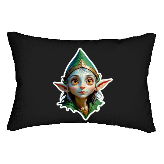 Fantasy Elf with Large Eyes Lumbar Pillows