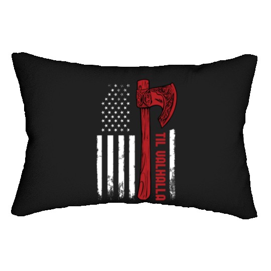 American Viking Axe Flag Til Valhalla Norse Lumbar Pillows