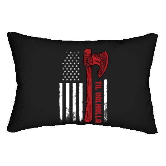 American Viking Axe Flag Til Valhalla Norse Lumbar Pillows