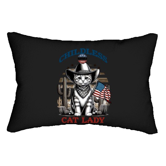 VOTE Like a Childless Cat Lady Funny Voting Kamala Lumbar Pillows