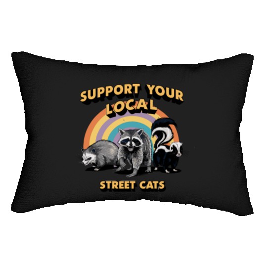 Support Your Local Street Cats Raccoon Lumbar Pillows