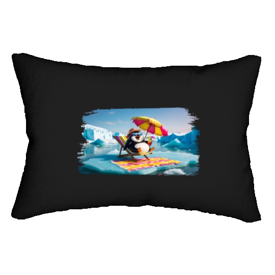 Penguin On Holiday Lumbar Pillows