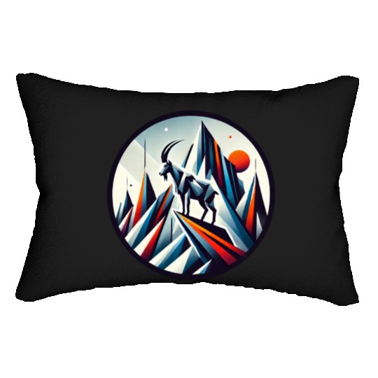 Abstract mountain goat Lumbar Pillows
