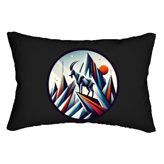 Abstract mountain goat Lumbar Pillows