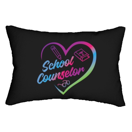 School Counselor Heart Watercolor Lumbar Pillows