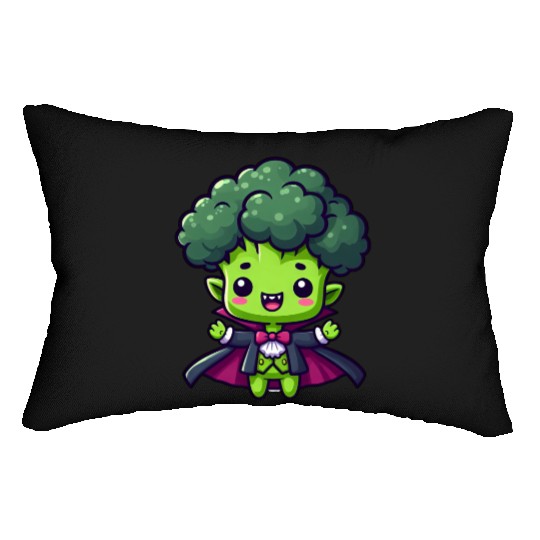 Cute Halloween Broccoli Vampire Cartoon Green Lumbar Pillows